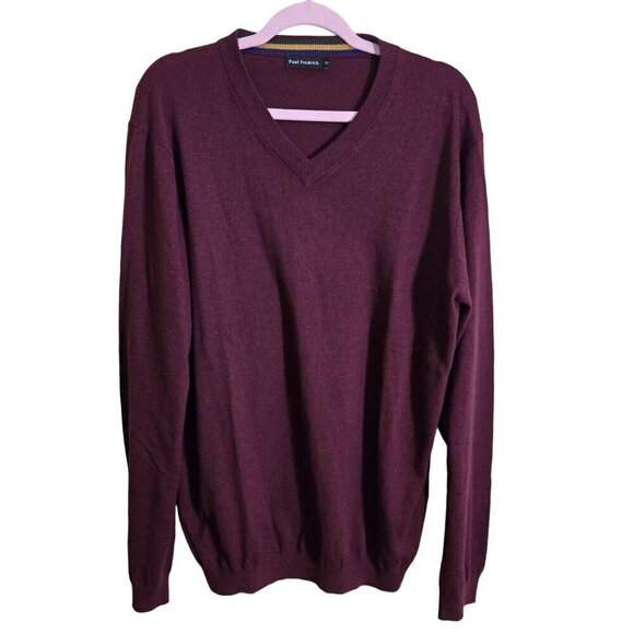Paul Frederick Burgundy Silk Cashmere Blend V Neck Sweater Size XLT - Picture 1 of 4
